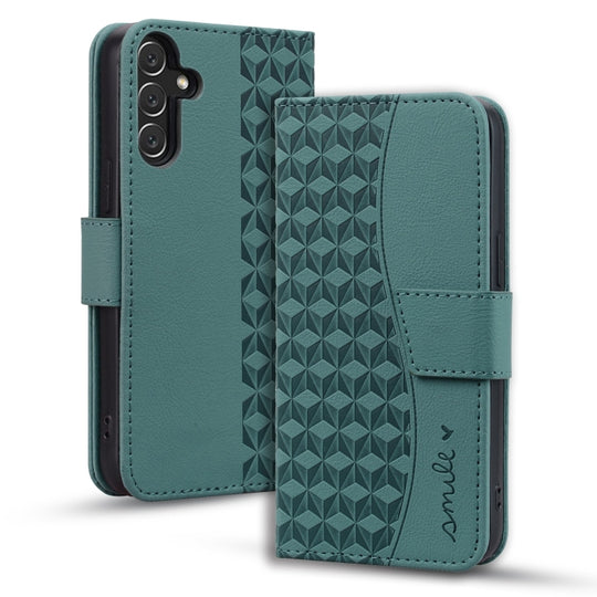 For Samsung Galaxy A55 5G Diamond Buckle Leather Phone Case with Lanyard(Green)