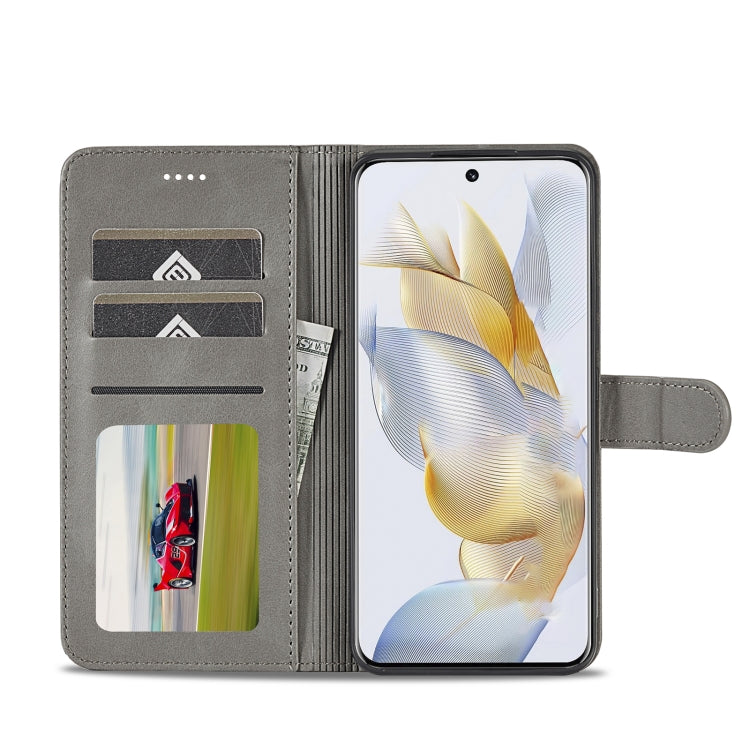 For Honor 90 LC.IMEEKE Calf Texture Leather Phone Case(Grey) - Honor Cases by LC.IMEEKE | Online Shopping UK | buy2fix