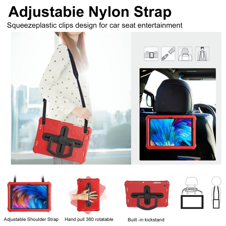 For Samsung Galaxy Tab A9+ / A11+ Shield 360 Rotation Handle EVA Shockproof PC Tablet Case(Red Black) - Galaxy Tab A9+ by buy2fix | Online Shopping UK | buy2fix