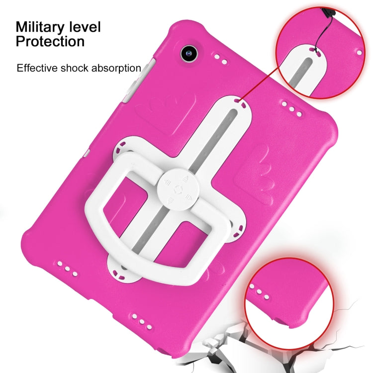 For Samsung Galaxy Tab A9+ / A11+ Shield 360 Rotation Handle EVA Shockproof PC Tablet Case(Rose Red Beige) - Galaxy Tab A9+ by buy2fix | Online Shopping UK | buy2fix