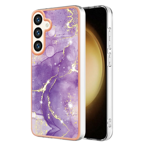 For Samsung Galaxy S24 5G Electroplating Marble Dual-side IMD Phone Case(Purple 002) by buy2fix
