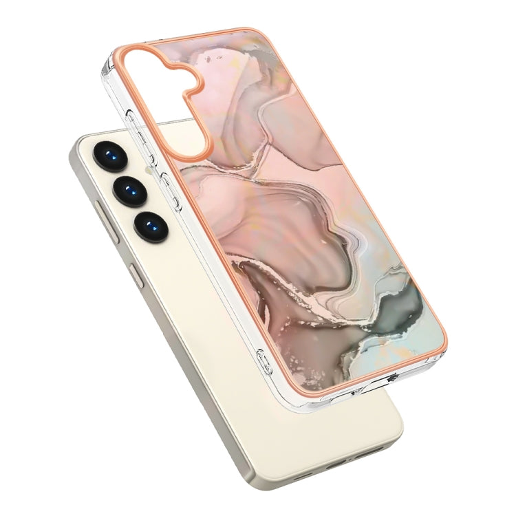 For Samsung Galaxy S24+ 5G Electroplating Marble Dual-side IMD Phone Case(Rose Gold 015) by buy2fix