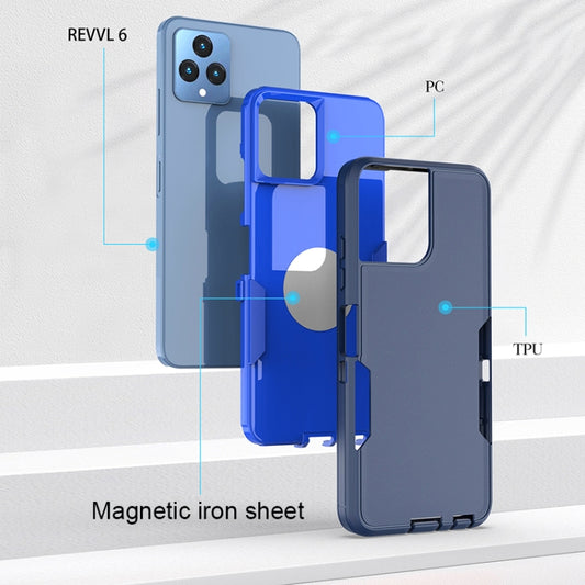 For T-Mobile REVVL 6 Pro 2 in 1 PC Hybrid TPU Phone Case(Gray+Fluorescent Green) by buy2fix