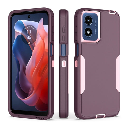 For Motorola Moto G Play 4G 2024 2 in 1 PC Hybrid TPU Phone Case(Purple Red+Pink) by buy2fix
