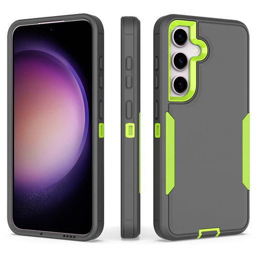 For Samsung Galaxy S25 / S24 5G 2 in 1 PC Hybrid TPU Phone Case(Gray+Fluorescent Green) by buy2fix