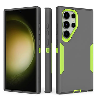 For Samsung Galaxy S24 Ultra 5G 2 in 1 PC Hybrid TPU Phone Case(Gray+Fluorescent Green) by buy2fix