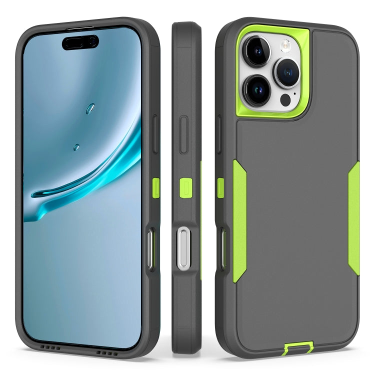 For iPhone 16 Pro Max 2 in 1 PC Hybrid TPU Phone Case(Gray+Fluorescent Green) by buy2fix