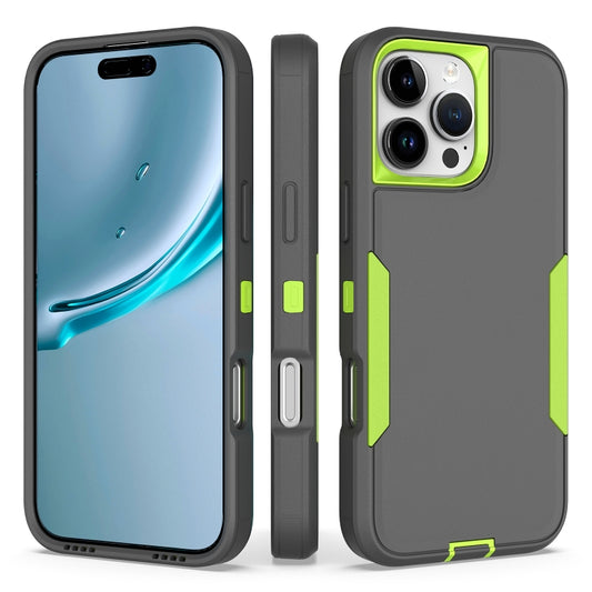 For iPhone 16 Pro Max 2 in 1 PC Hybrid TPU Phone Case(Gray+Fluorescent Green) by buy2fix