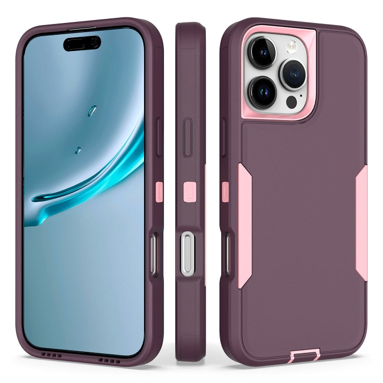 For iPhone 16 Pro Max 2 in 1 PC Hybrid TPU Phone Case(Purple Red+Pink) by buy2fix