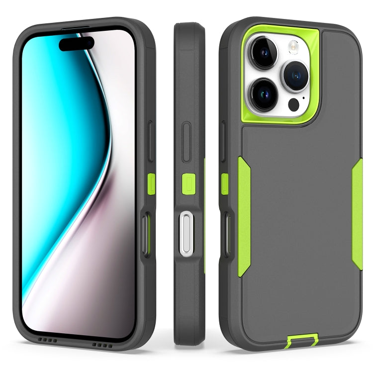 For iPhone 16 Pro 2 in 1 PC Hybrid TPU Phone Case(Gray+Fluorescent Green) by buy2fix