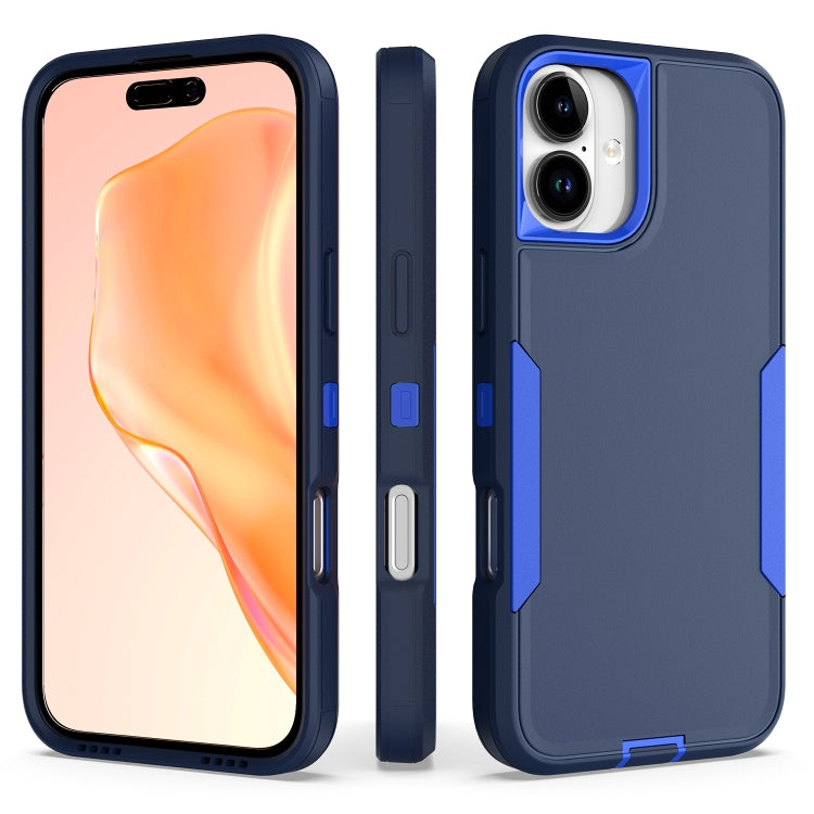 For iPhone 16 Plus 2 in 1 PC Hybrid TPU Phone Case(Royal Blue+Dark Blue) by buy2fix
