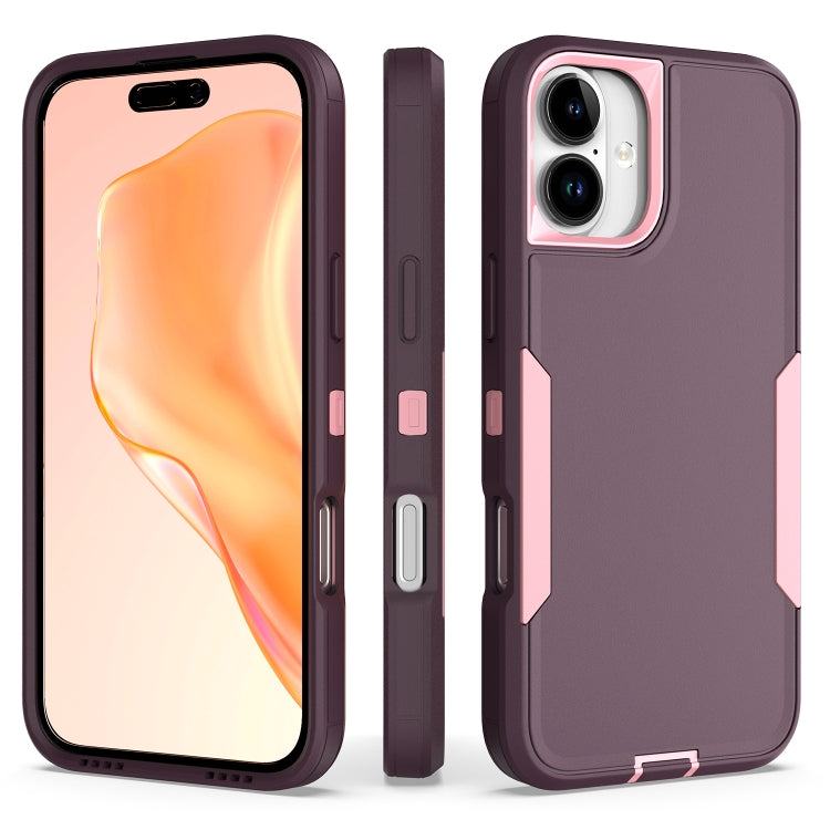 For iPhone 16 Plus 2 in 1 PC Hybrid TPU Phone Case(Purple Red+Pink) by buy2fix