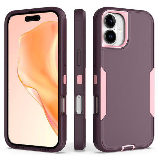 For iPhone 16 Plus 2 in 1 PC Hybrid TPU Phone Case(Purple Red+Pink) by buy2fix