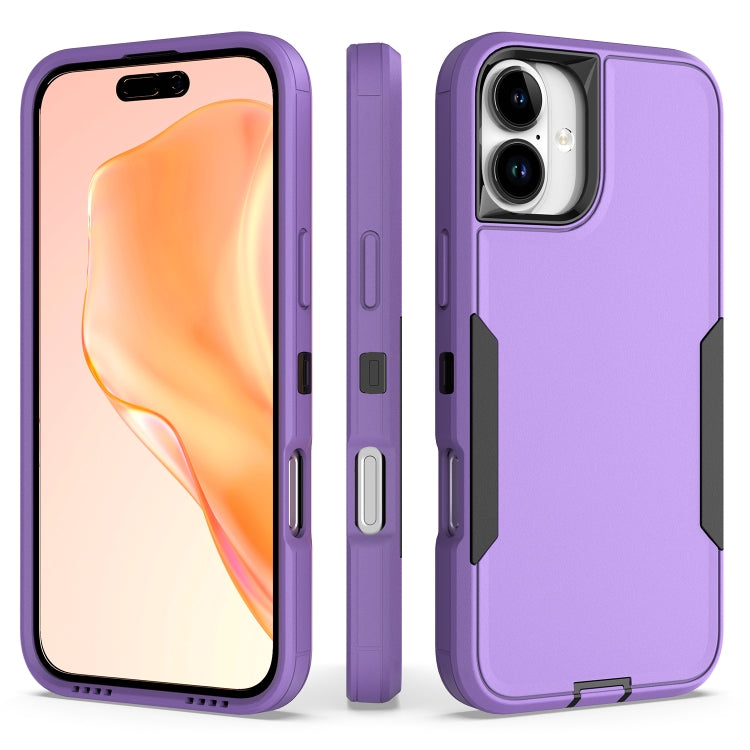 For iPhone 16 Plus 2 in 1 PC Hybrid TPU Phone Case(Purple+Black) by buy2fix