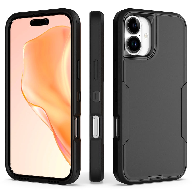 For iPhone 16 Plus 2 in 1 PC Hybrid TPU Phone Case(Black) by buy2fix