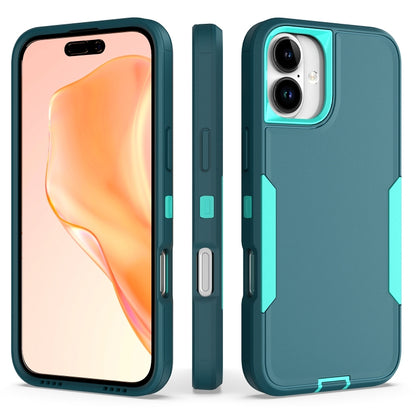 For iPhone 16 Plus 2 in 1 PC Hybrid TPU Phone Case(Blue+Blue Green) by buy2fix