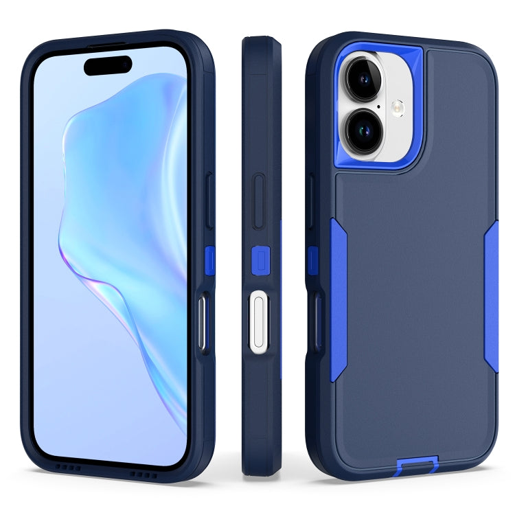 For iPhone 16 2 in 1 PC Hybrid TPU Phone Case(Royal Blue+Dark Blue) by buy2fix