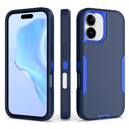 For iPhone 16 2 in 1 PC Hybrid TPU Phone Case(Royal Blue+Dark Blue) by buy2fix