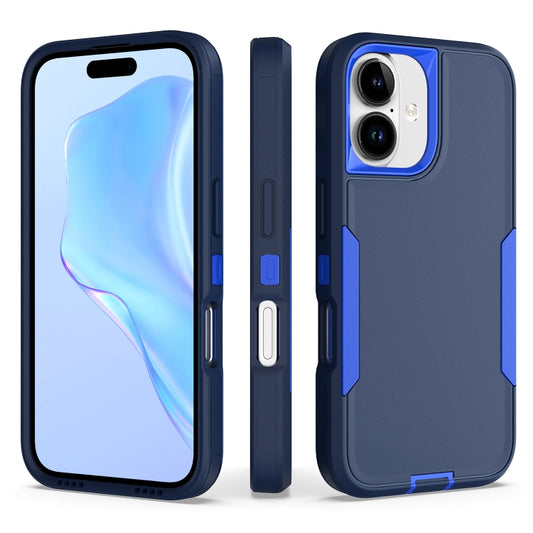 For iPhone 16 2 in 1 PC Hybrid TPU Phone Case(Royal Blue+Dark Blue) by buy2fix