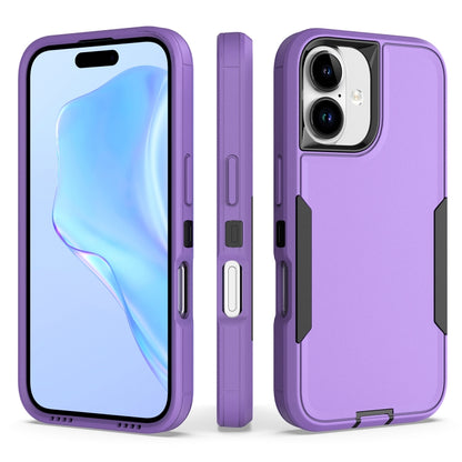For iPhone 16 2 in 1 PC Hybrid TPU Phone Case(Purple+Black) by buy2fix