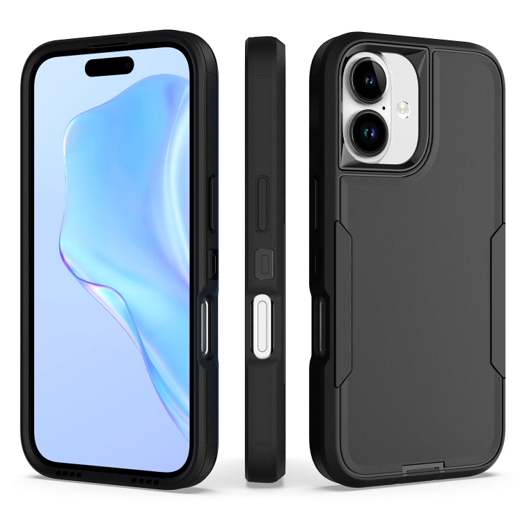 For iPhone 16 2 in 1 PC Hybrid TPU Phone Case(Black) by buy2fix
