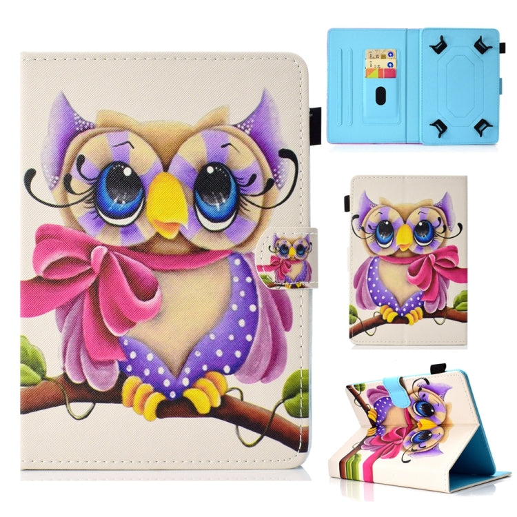 For 7 inch Universal Colored Drawing Stitching Leather Tablet Case(Owl) - 7 inch by buy2fix | Online Shopping UK | buy2fix