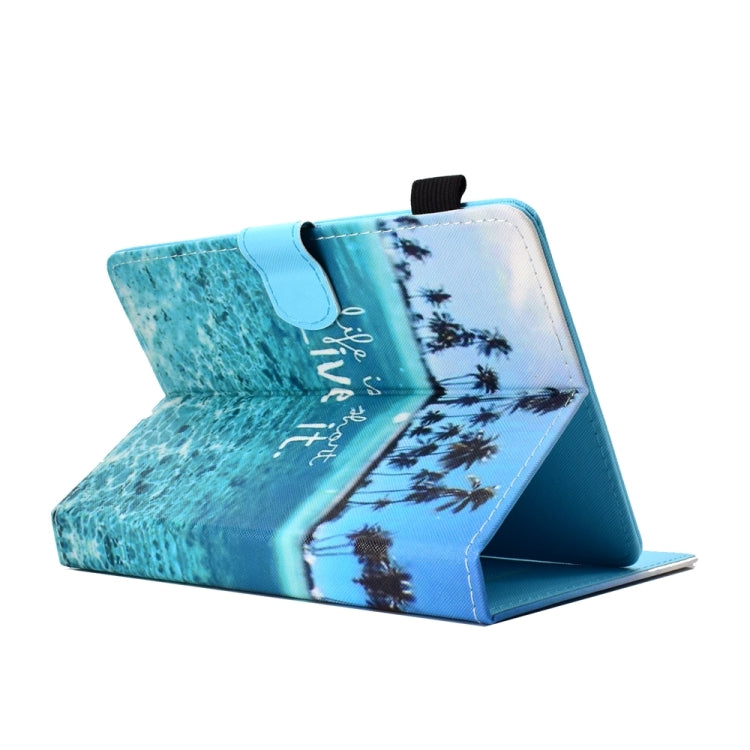 For 7 inch Universal Colored Drawing Stitching Leather Tablet Case(Blue Sea) - 7 inch by buy2fix | Online Shopping UK | buy2fix