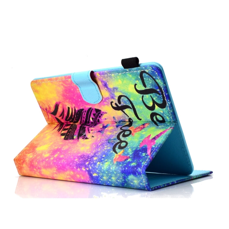 For 8 inch Universal Colored Drawing Stitching Leather Tablet Case(Feather) - 8 inch by buy2fix | Online Shopping UK | buy2fix