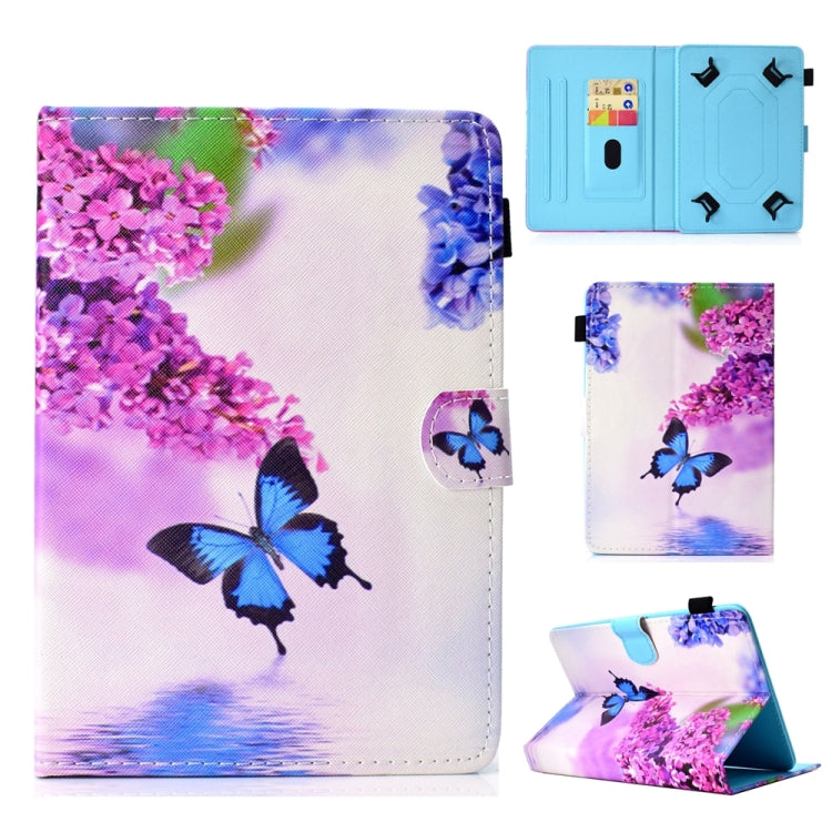 For 8 inch Universal Colored Drawing Stitching Leather Tablet Case(Butterfly) - 8 inch by buy2fix | Online Shopping UK | buy2fix