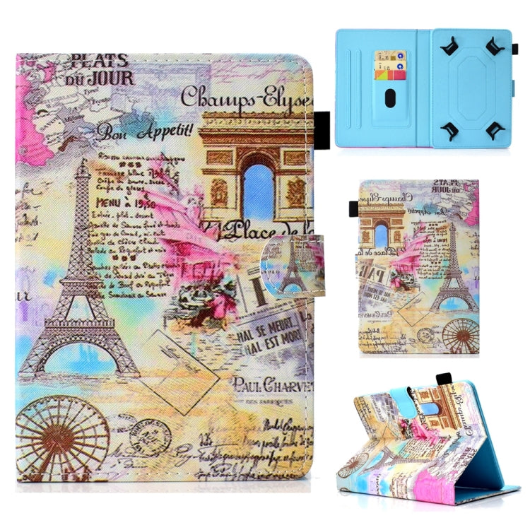 For 8 inch Universal Colored Drawing Stitching Leather Tablet Case(Romantic Paris) - 8 inch by buy2fix | Online Shopping UK | buy2fix