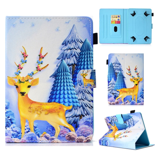 For 8 inch Universal Colored Drawing Stitching Leather Tablet Case(Sika Deer) - 8 inch by buy2fix | Online Shopping UK | buy2fix