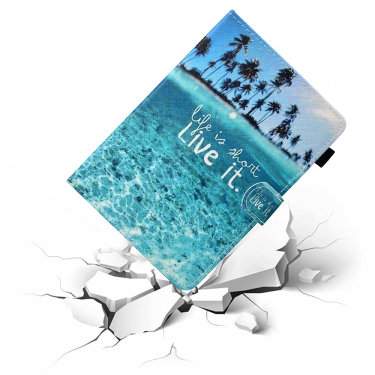 For 8 inch Universal Colored Drawing Stitching Leather Tablet Case(Blue Sea) - 8 inch by buy2fix | Online Shopping UK | buy2fix