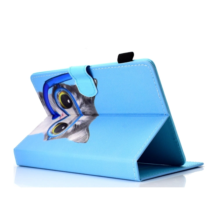 For 10 inch Universal Colored Drawing Stitching Leather Tablet Case(Diving Cat) - 10 - 11 inch by buy2fix | Online Shopping UK | buy2fix