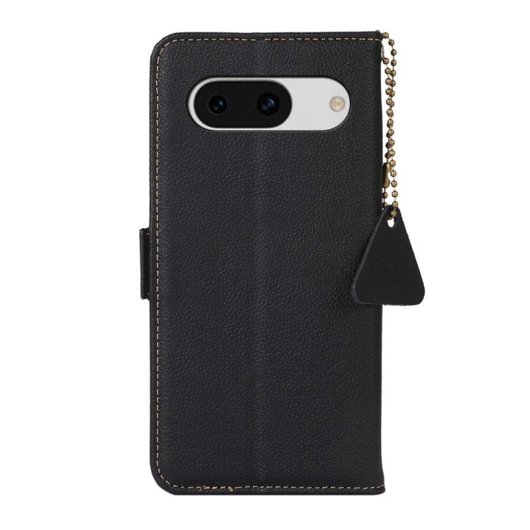 For Google Pixel 8A Side-Magnetic TJ Genuine Leather RFID Phone Case(Black) - Google Cases by buy2fix | Online Shopping UK | buy2fix