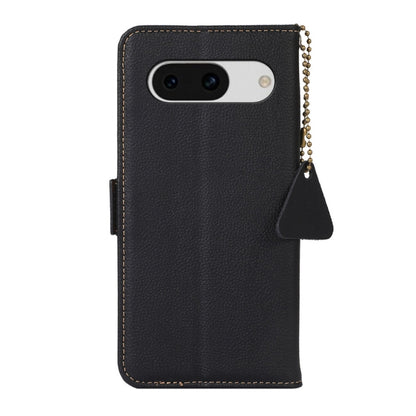 For Google Pixel 8A Side-Magnetic TJ Genuine Leather RFID Phone Case(Black) - Google Cases by buy2fix | Online Shopping UK | buy2fix