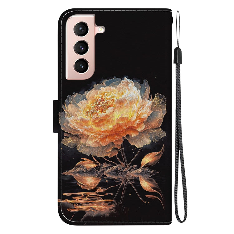 For Samsung Galaxy S21+ 5G Crystal Texture Colored Drawing Leather Phone Case(Gold Peony) - Galaxy S21+ 5G Cases by buy2fix | Online Shopping UK | buy2fix