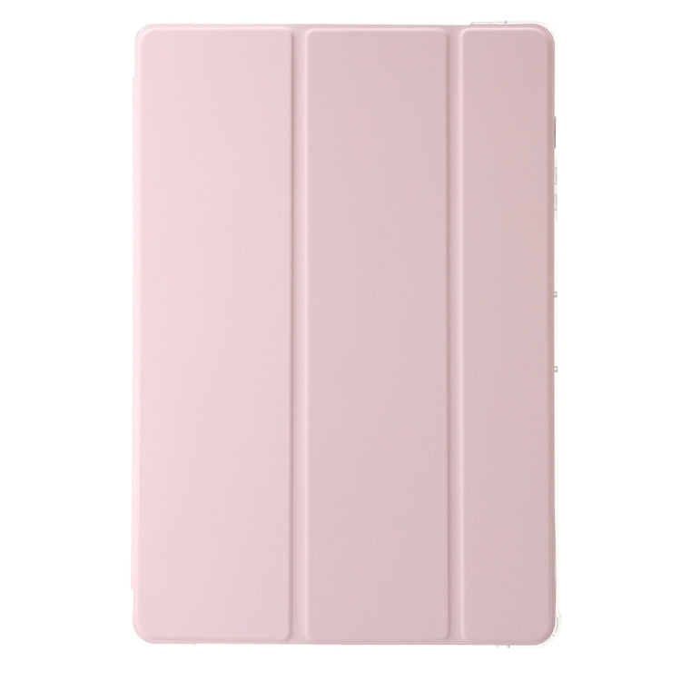 For Samsung Galaxy Tab S9 3-Fold Clear Acrylic Leather Tablet Case(Pink) - Galaxy Tab S9 Cases by buy2fix | Online Shopping UK | buy2fix