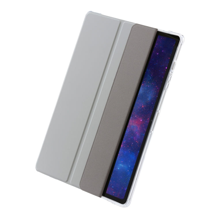 For Samsung Galaxy Tab S9 3-Fold Clear Acrylic Leather Tablet Case(Grey) - Galaxy Tab S9 Cases by buy2fix | Online Shopping UK | buy2fix