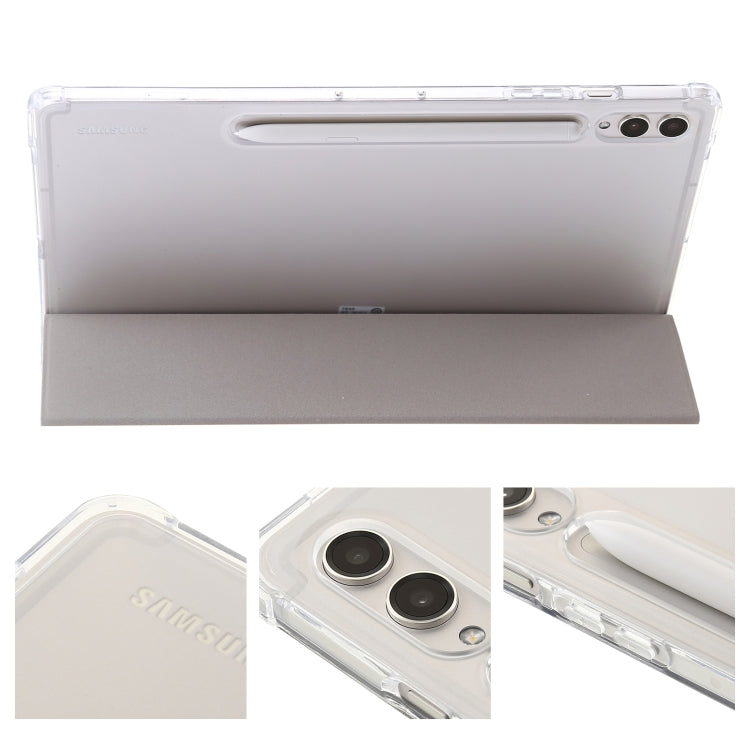 For Samsung Galaxy Tab S9 3-Fold Clear Acrylic Leather Tablet Case(Grey) - Galaxy Tab S9 Cases by buy2fix | Online Shopping UK | buy2fix