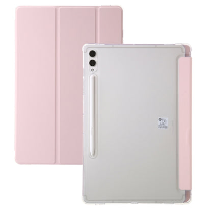 For Samsung Galaxy Tab S9+ 3-Fold Clear Acrylic Leather Tablet Case(Pink) - Galaxy Tab S9+ Cases by buy2fix | Online Shopping UK | buy2fix