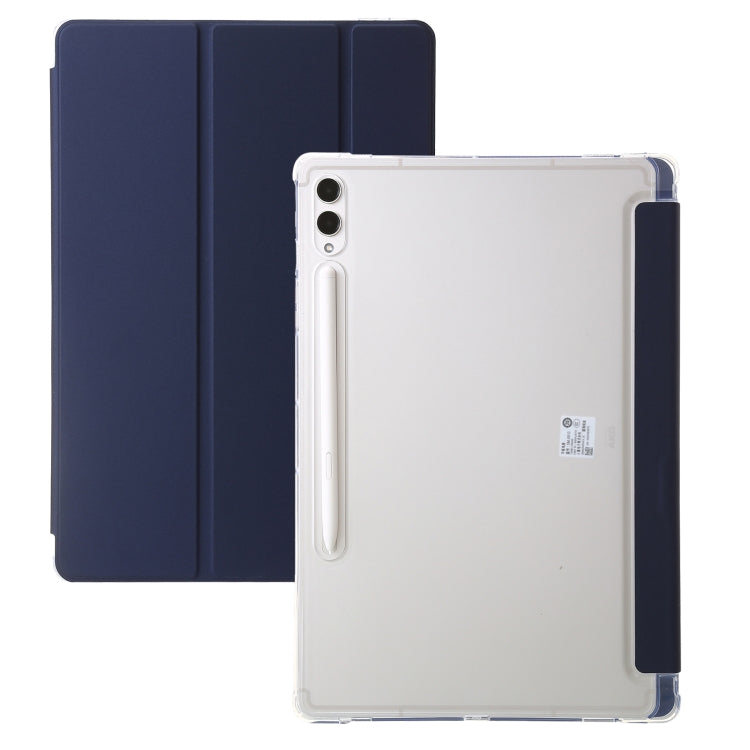 For Samsung Galaxy Tab S9 Ultra/S8 Ultra 3-Fold Clear Acrylic Leather Tablet Case(Dark Blue) - Galaxy Tab S9 Ultra Cases by buy2fix | Online Shopping UK | buy2fix