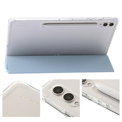 For Samsung Galaxy Tab S9 Ultra/S8 Ultra 3-Fold Clear Acrylic Leather Tablet Case(Ice Blue) - Galaxy Tab S9 Ultra Cases by buy2fix | Online Shopping UK | buy2fix