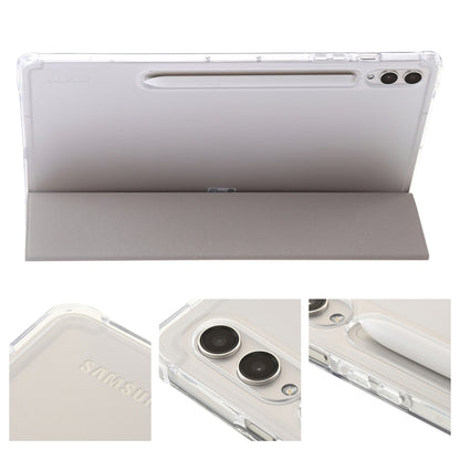 For Samsung Galaxy Tab S9 Ultra/S8 Ultra 3-Fold Clear Acrylic Leather Tablet Case(Grey) - Galaxy Tab S9 Ultra Cases by buy2fix | Online Shopping UK | buy2fix