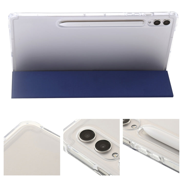 For Samsung Galaxy Tab S10 Ultra 3-Fold Clear Acrylic Leather Tablet Case(Dark Blue) by buy2fix