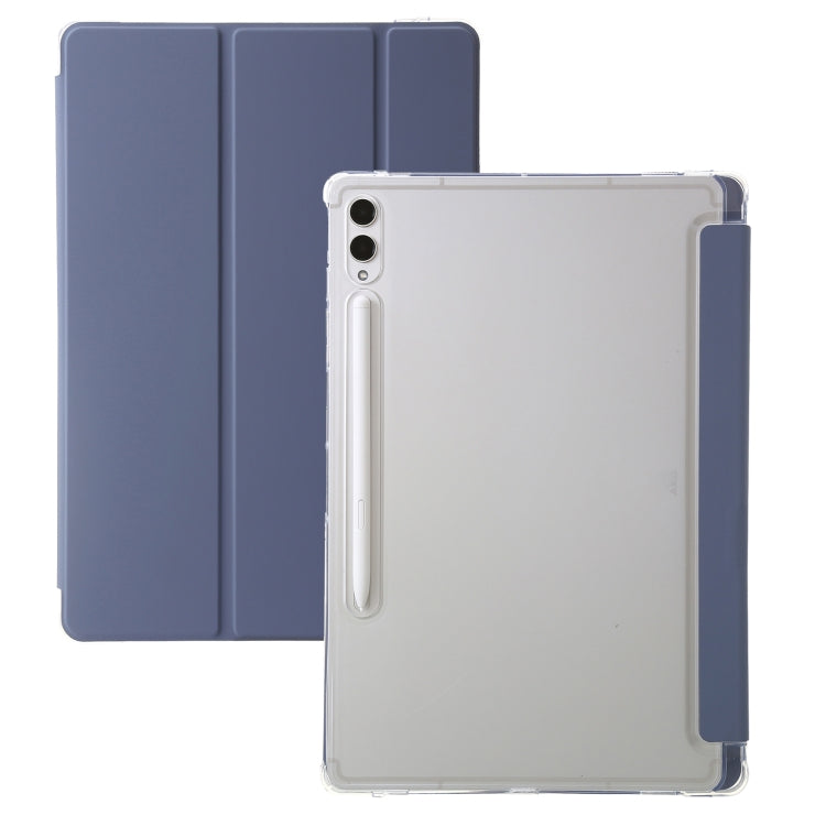For Samsung Galaxy Tab S10 Ultra 3-Fold Clear Acrylic Leather Tablet Case(Lavender) by buy2fix