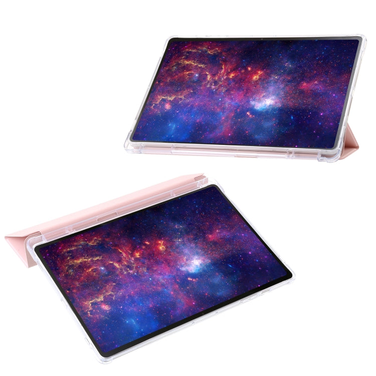 For Samsung Galaxy Tab S10 Ultra 3-Fold Clear Acrylic Leather Tablet Case(Pink) by buy2fix