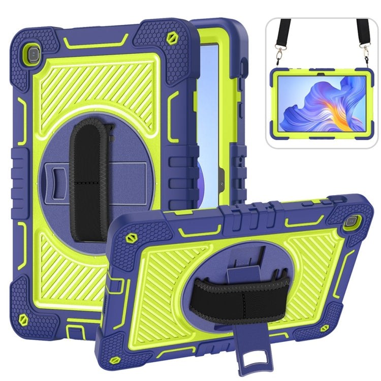 For Honor Pad X8 360 Degree Rotation PC Contrast Silicone Tablet Case(Navy Blue + Yellow Green) - Honor by buy2fix | Online Shopping UK | buy2fix