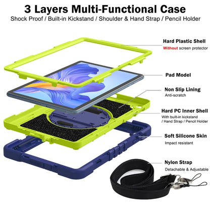 For Honor Pad X8 360 Degree Rotation PC Contrast Silicone Tablet Case(Navy Blue + Yellow Green) - Honor by buy2fix | Online Shopping UK | buy2fix