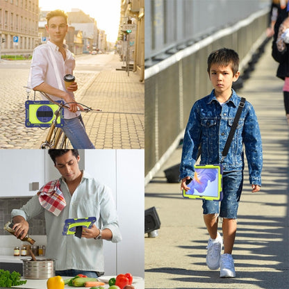 For Honor Pad X8 360 Degree Rotation PC Contrast Silicone Tablet Case(Navy Blue + Yellow Green) - Honor by buy2fix | Online Shopping UK | buy2fix