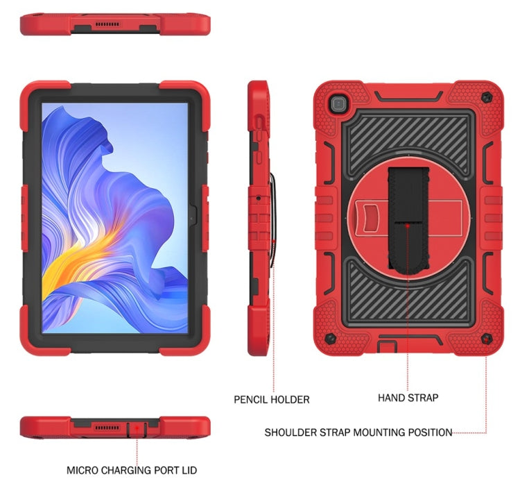 For Honor Pad X8 360 Degree Rotation PC Contrast Silicone Tablet Case(Red + Black) - Honor by buy2fix | Online Shopping UK | buy2fix